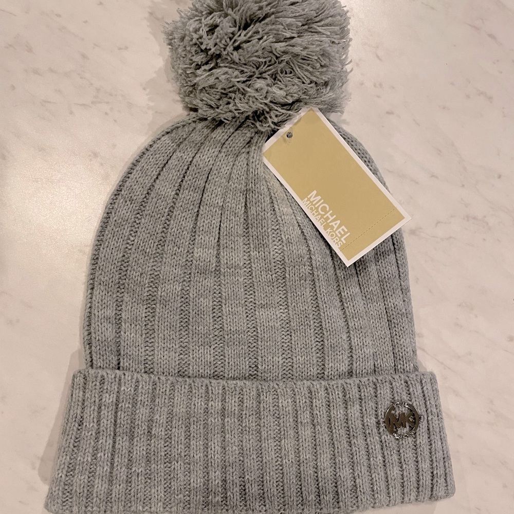 Michael Kors Grey Knit Pom Beanie